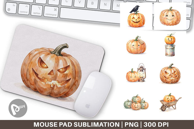 Mouse Pad Watercolor Vintage Farmhouse Pumpkin Sublimation artnoy 