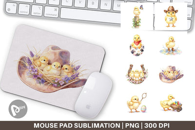 Mouse Pad Watercolor Western Chick And Duckling Art Sublimation artnoy 