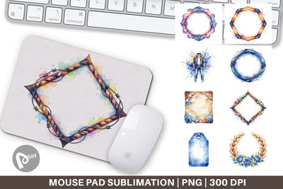 Mouse Pad Watercolor Western Frame Sublimation artnoy 
