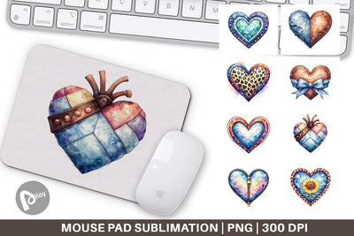 Mouse Pad Watercolor Western Heart Sublimation artnoy 
