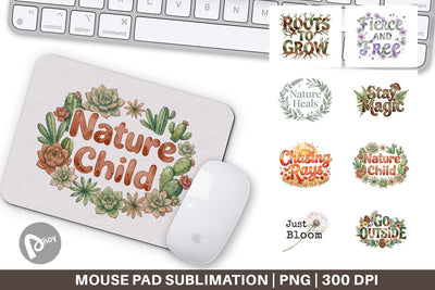 Mouse Pad Watercolor Wildflower Boho Growth Quote Sublimation artnoy 