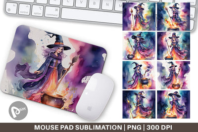 Mouse Pad Watercolor Witch Sublimation artnoy 