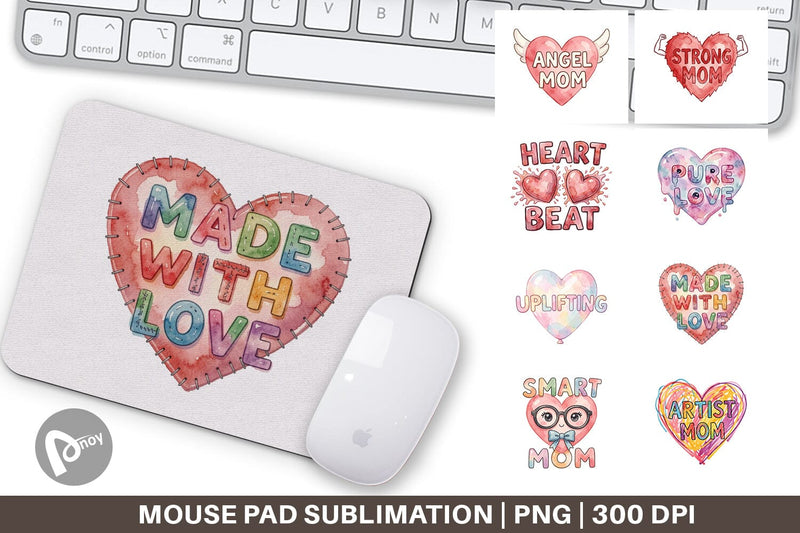 Mouse Pad Watercolor Wonky Imperfect Heart Art Quotes Sublimation artnoy 