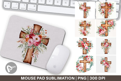 Mouse Pad Watercolor Wooden Cross Sublimation artnoy 