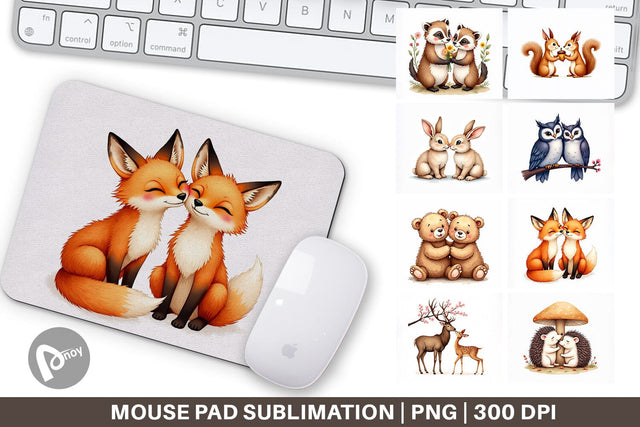 Mouse Pad Watercolor Woodland Romance Sublimation artnoy 