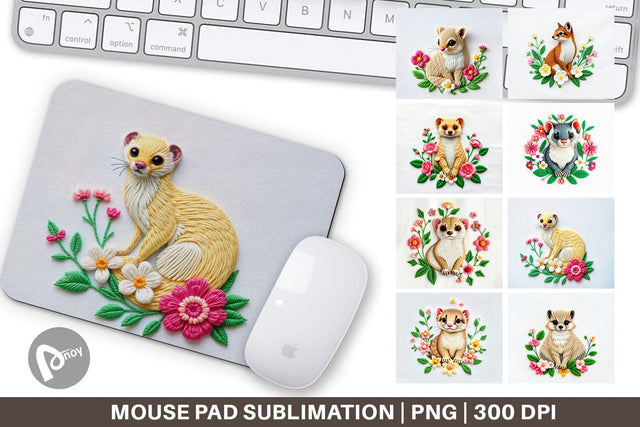 Mouse Pad Weasel Embroidery Sublimation artnoy 