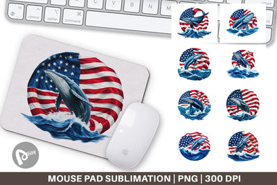 Mouse Pad Whale 4th of July Sublimation artnoy 