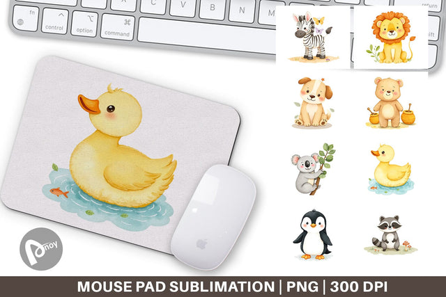 Mouse Pad Whimsical Animal Parade Sublimation artnoy 