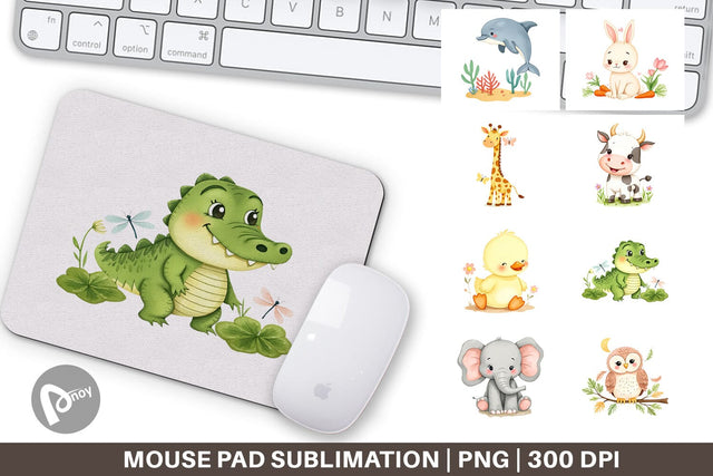 Mouse Pad Whimsical Animal Parade Sublimation artnoy 