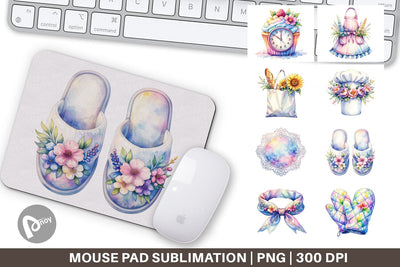 Mouse Pad Whimsical Apron & Chef Hat Sublimation artnoy 