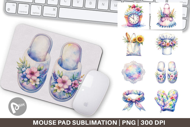 Mouse Pad Whimsical Apron & Chef Hat Sublimation artnoy 
