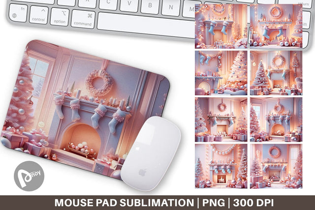Mouse Pad Whimsical Christmas Scene Sublimation artnoy 
