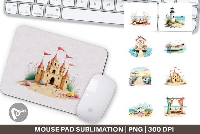 Mouse Pad Whimsical Coastal Escape Sublimation artnoy 