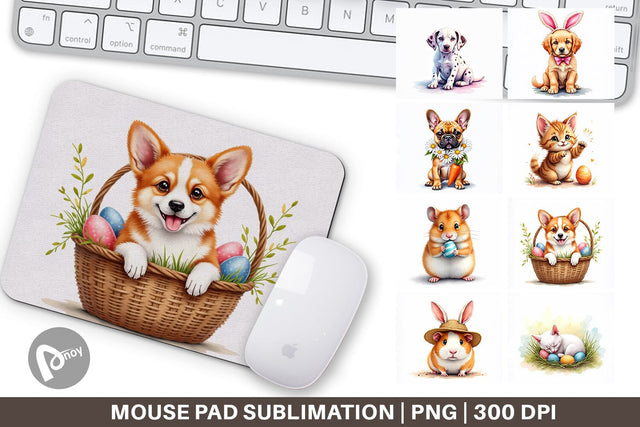 Mouse Pad Whimsical Easter Pets Sublimation artnoy 