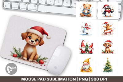 Mouse Pad Whimsical Holiday Friends Sublimation artnoy 
