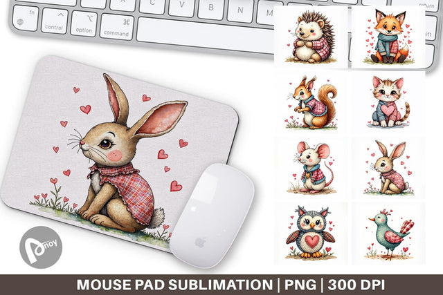 Mouse Pad Whimsical Patchwork Pets Sublimation artnoy 