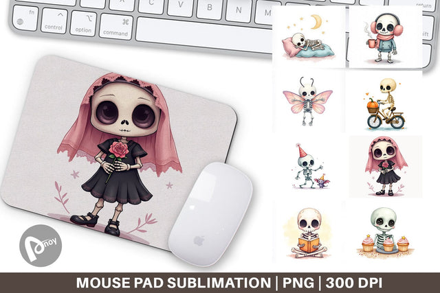 Mouse Pad Whimsical Skeletons Sublimation artnoy 