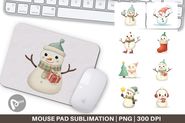 Mouse Pad Whimsical Snowman Christmas Sublimation artnoy 