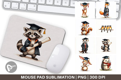 Mouse Pad Whimsical Woodland Graduates Sublimation artnoy 