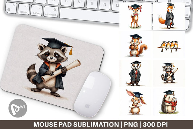 Mouse Pad Whimsical Woodland Graduates Sublimation artnoy 