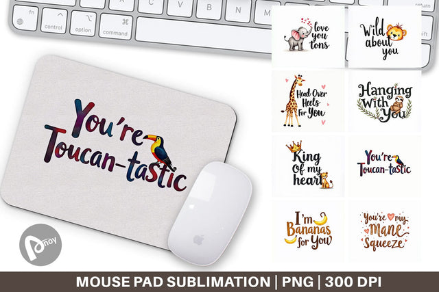 Mouse Pad Wild at Heart Jungle Valentine Watercolor Quotes Sublimation artnoy 