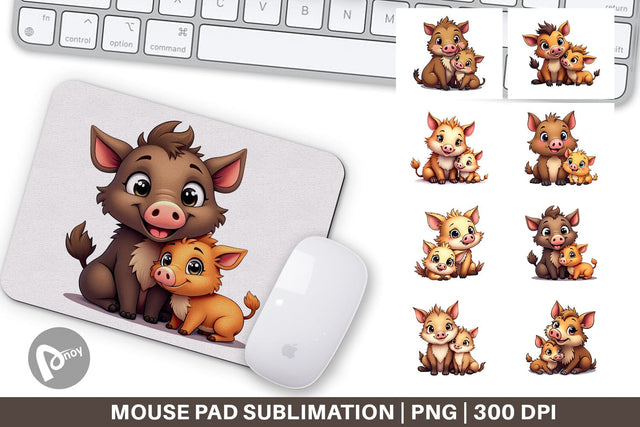 Mouse Pad Wild Boar Mother's Day Sublimation artnoy 