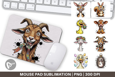 Mouse Pad Wild Easter Animal Sketch Sublimation artnoy 