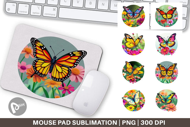 Mouse Pad Wildflower Butterfly Sublimation artnoy 
