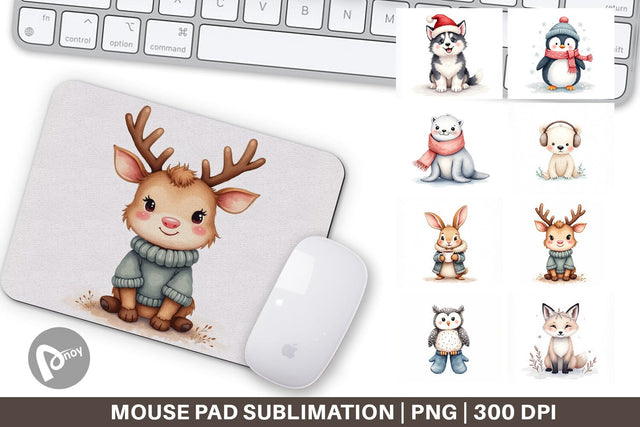 Mouse Pad Winter Animals Sublimation artnoy 