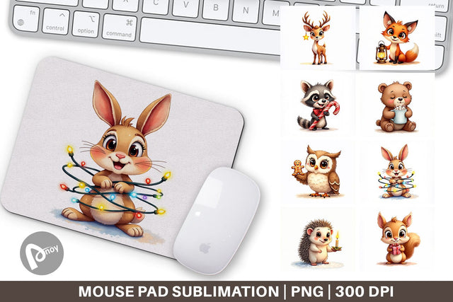 Mouse Pad Winter Glow Whimsical Animals Sublimation artnoy 