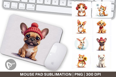 Mouse Pad Winter Pets Parade Sublimation artnoy 