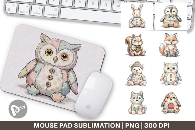 Mouse Pad Winter Woodland Patchwork Watercolor Sublimation artnoy 