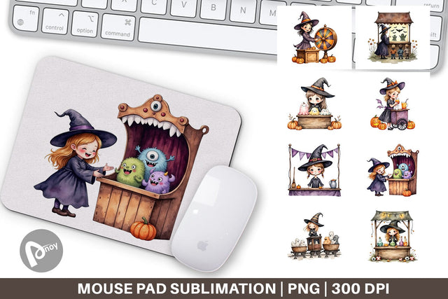 Mouse Pad Witch Market Night Sublimation artnoy 