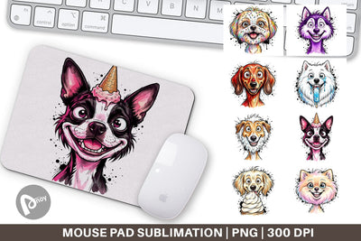Mouse Pad Witty Summer Treat Dog Watercolor Sublimation artnoy 