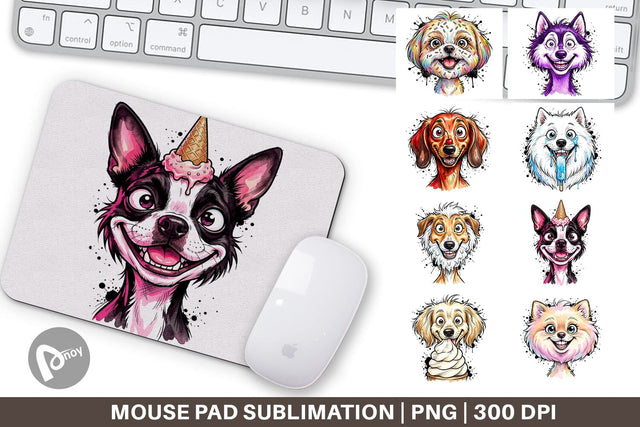Mouse Pad Witty Summer Treat Dog Watercolor Sublimation artnoy 