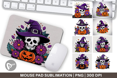 Mouse Pad Wizard Hat Skull Sublimation artnoy 