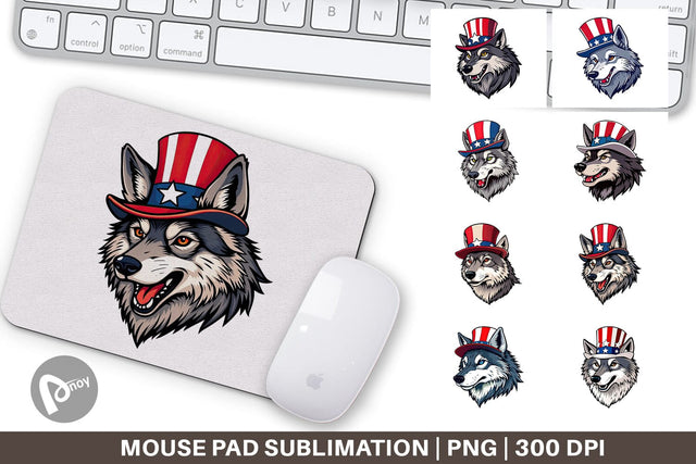 Mouse Pad Wolf Patriotic Sublimation artnoy 