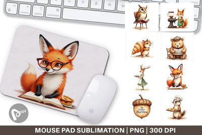 Mouse Pad Woodland Animal Cafe Sublimation artnoy 