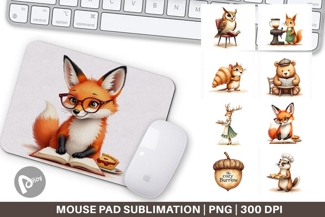 Mouse Pad Woodland Animal Cafe Sublimation artnoy 