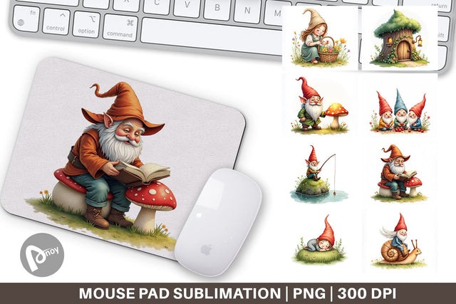 Mouse Pad Woodland Gnomes Sublimation artnoy 