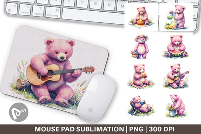Mouse Pad Woodland Mama Bear Watercolor Sublimation artnoy 