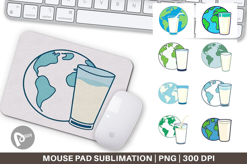 Mouse Pad World with Milk Glass Sublimation artnoy 