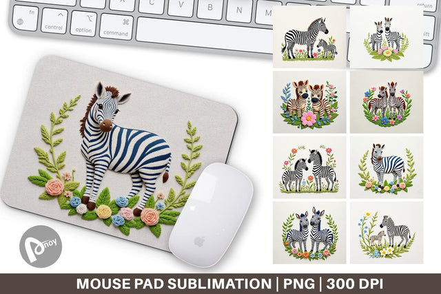 Mouse Pad Zebra Embroidery Sublimation artnoy 