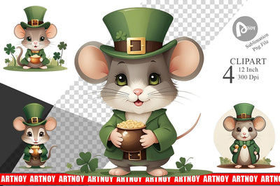 Mouse St. Patrick Clipart Sublimation artnoy 