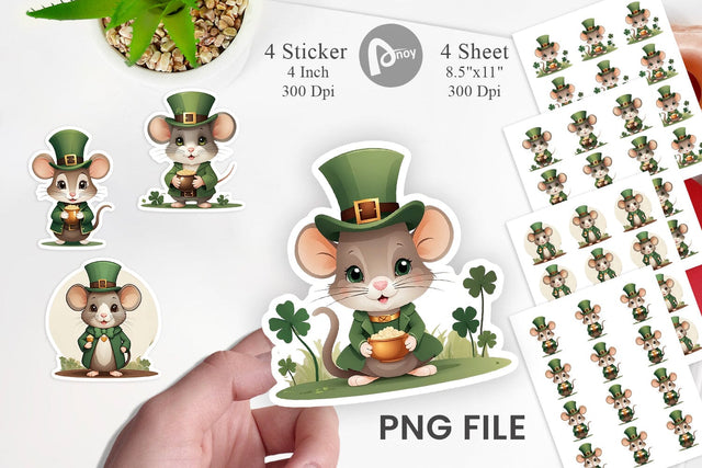 Mouse St. Patrick Sticker Sublimation artnoy 