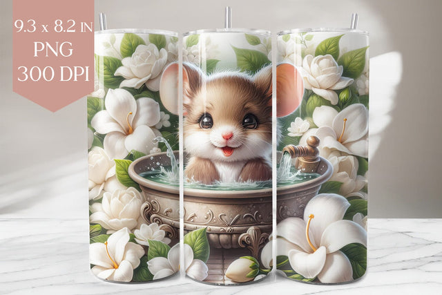 Mouse Tumbler PNG, Floral Bath 20oz Wrap Sublimation Sublimation BijouBay 