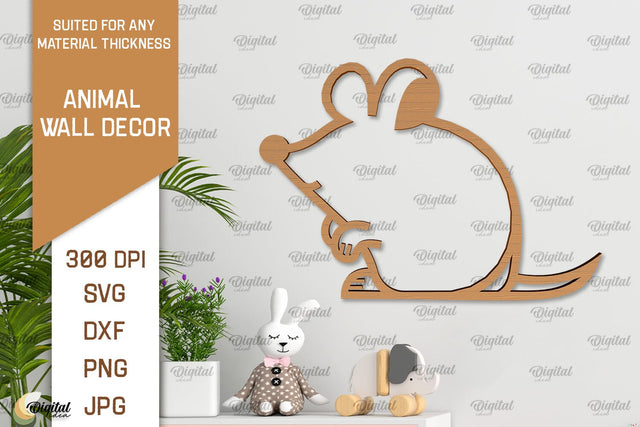 Mouse Wall Decor Laser Cut. Animals Wall Art SVG SVG Evgenyia Guschina 