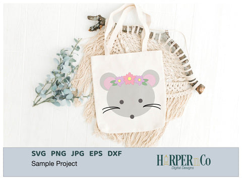 Mouse with Bows and Flowers SVG PNG Cut EPS File SVG HarperNCo 