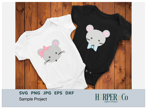 Mouse with Bows and Flowers SVG PNG Cut EPS File SVG HarperNCo 