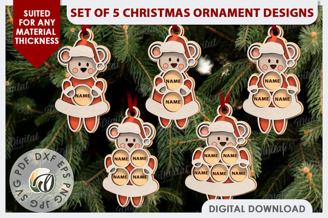 Mouses Christmas Ornaments Laser Cut. Family Ornaments SVG SVG Evgenyia Guschina 